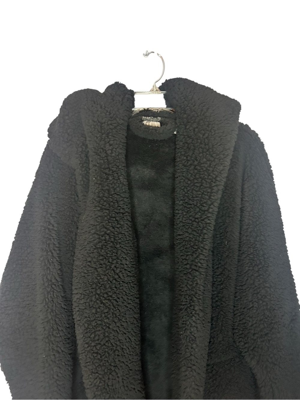 G.I.L.I. Black Sherpa Teddy Cardigan Coat Size M/L Cozy Open Front Jacket